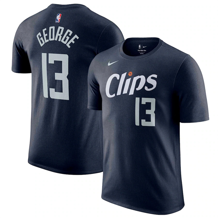 Men's Los Angeles Clippers #13 Paul George Navy 2023/24 City Edition Name & Number T-Shirt